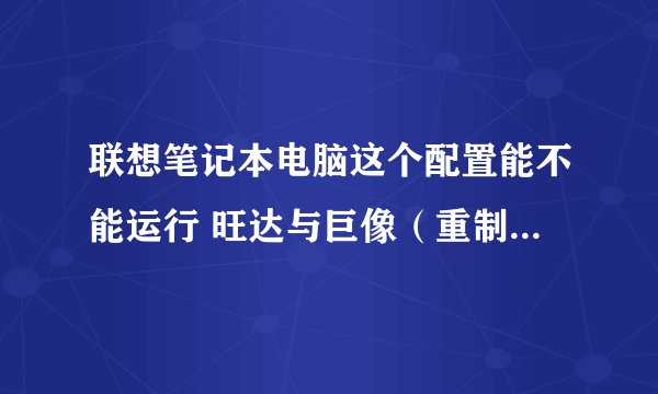 联想笔记本电脑这个配置能不能运行 旺达与巨像（重制版） 这款游戏？