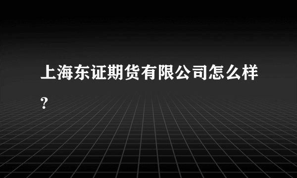 上海东证期货有限公司怎么样？