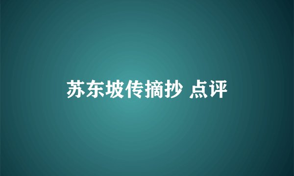 苏东坡传摘抄 点评