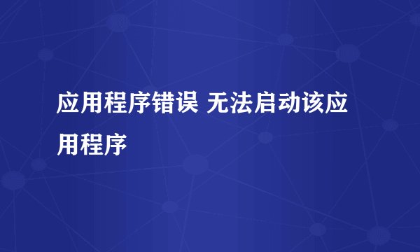 应用程序错误 无法启动该应用程序