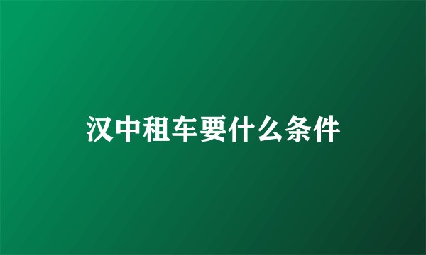 汉中租车要什么条件