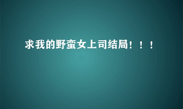 求我的野蛮女上司结局！！！