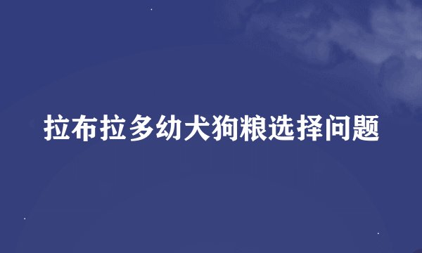 拉布拉多幼犬狗粮选择问题