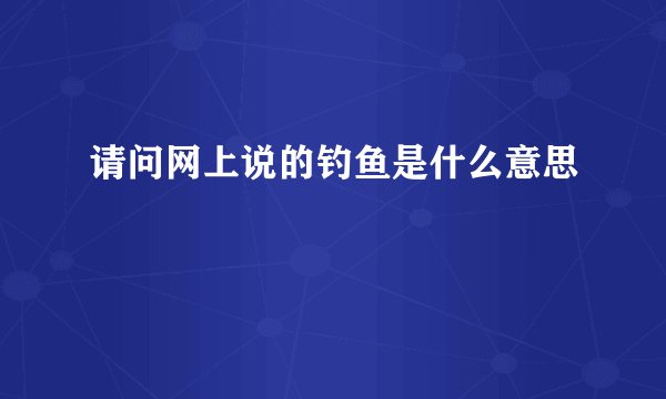 请问网上说的钓鱼是什么意思