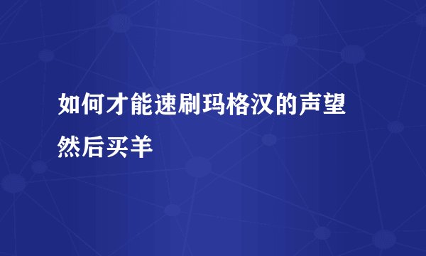 如何才能速刷玛格汉的声望 然后买羊
