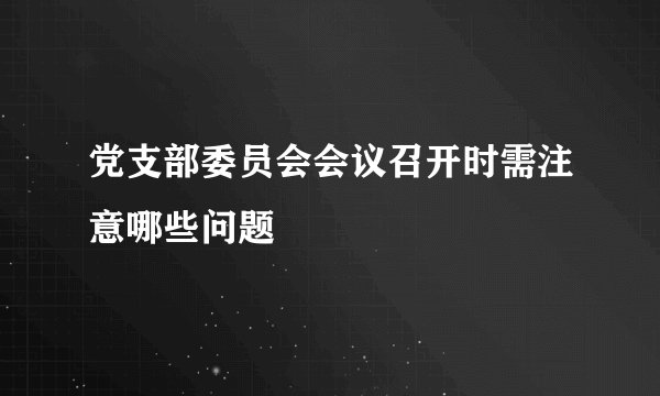 党支部委员会会议召开时需注意哪些问题