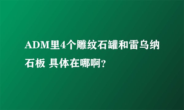 ADM里4个雕纹石罐和雷乌纳石板 具体在哪啊？