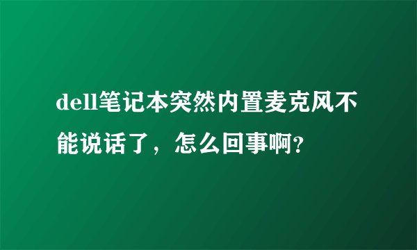 dell笔记本突然内置麦克风不能说话了，怎么回事啊？