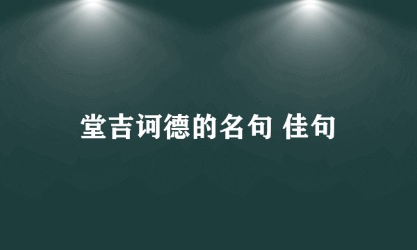 堂吉诃德的名句 佳句