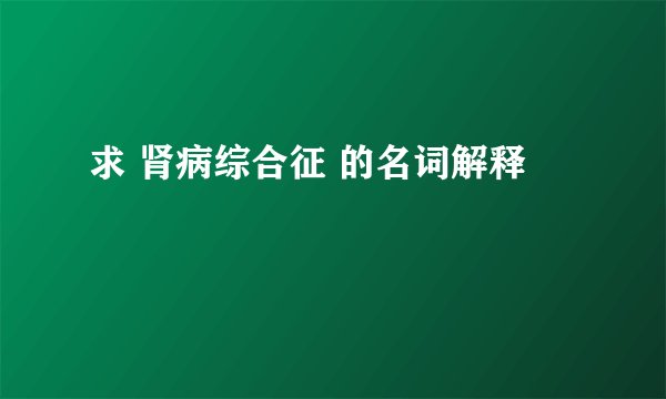 求 肾病综合征 的名词解释