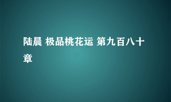 陆晨 极品桃花运 第九百八十章