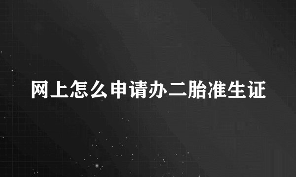 网上怎么申请办二胎准生证