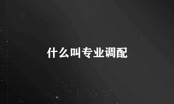 什么叫专业调配