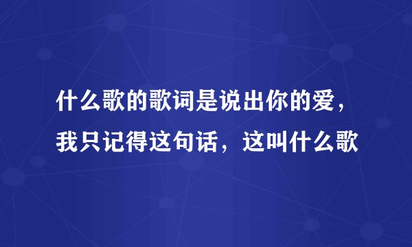 什么歌的歌词是说出你的爱，我只记得这句话，这叫什么歌