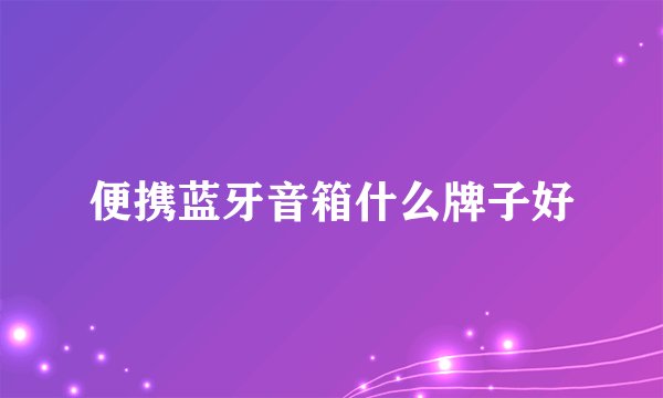 便携蓝牙音箱什么牌子好