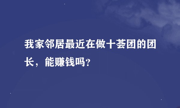 我家邻居最近在做十荟团的团长，能赚钱吗？
