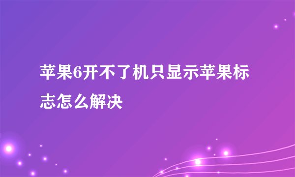 苹果6开不了机只显示苹果标志怎么解决