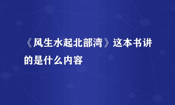 《风生水起北部湾》这本书讲的是什么内容