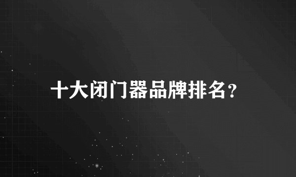 十大闭门器品牌排名？