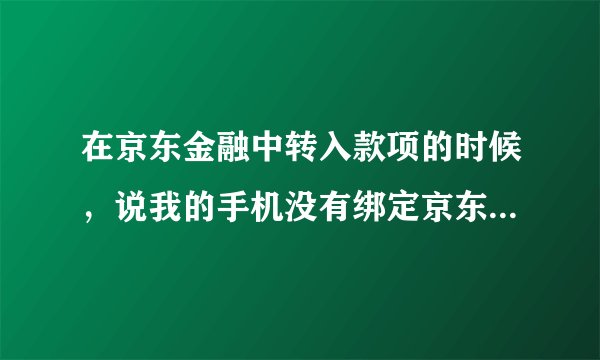 在京东金融中转入款项的时候，说我的手机没有绑定京东pin，这是什么意思，怎样绑定啊？