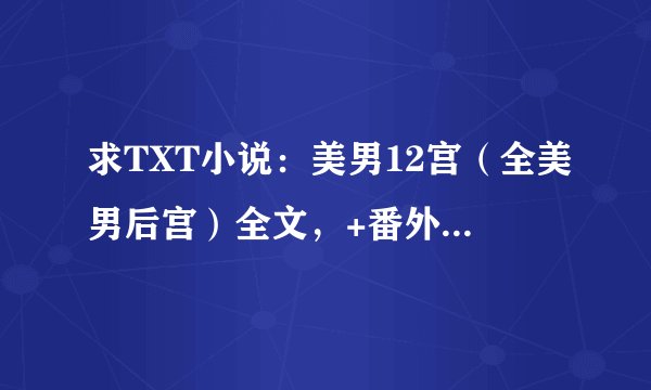 求TXT小说：美男12宫（全美男后宫）全文，+番外。要有2012年最新的番外哦！