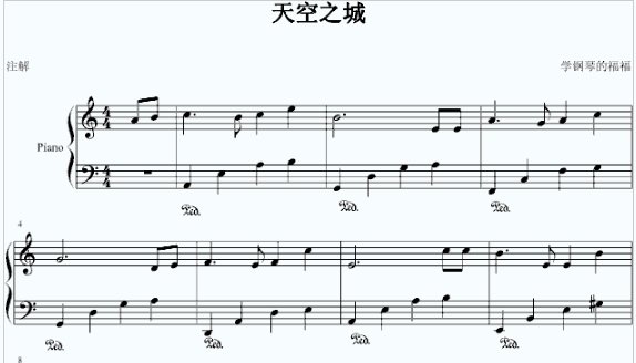 求天空之城钢琴谱数字