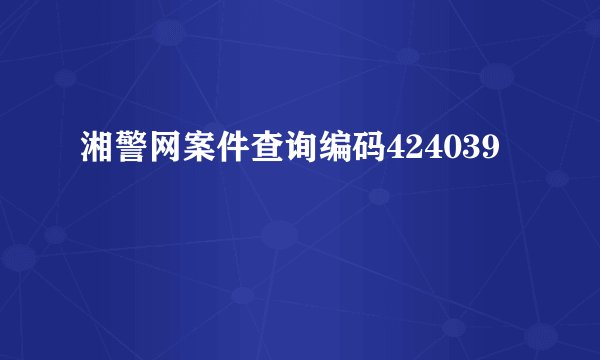 湘警网案件查询编码424039