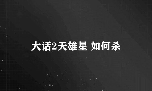 大话2天雄星 如何杀
