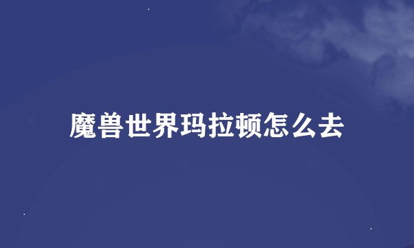 魔兽世界玛拉顿怎么去