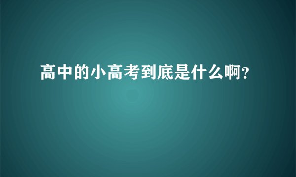 高中的小高考到底是什么啊？