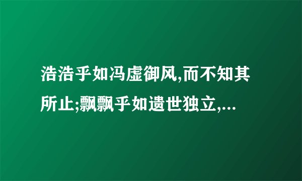 浩浩乎如冯虚御风,而不知其所止;飘飘乎如遗世独立,羽化而登仙