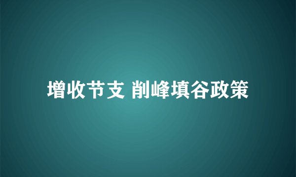 增收节支 削峰填谷政策