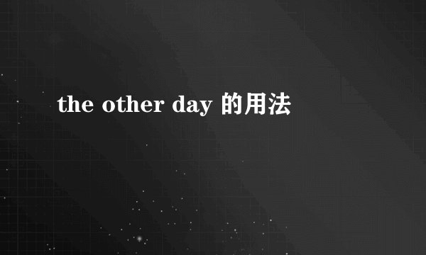 the other day 的用法