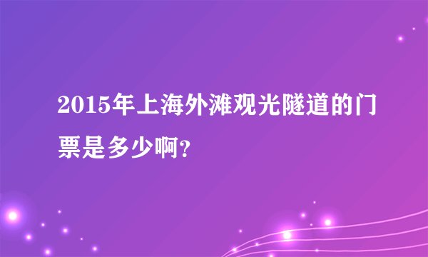 2015年上海外滩观光隧道的门票是多少啊？