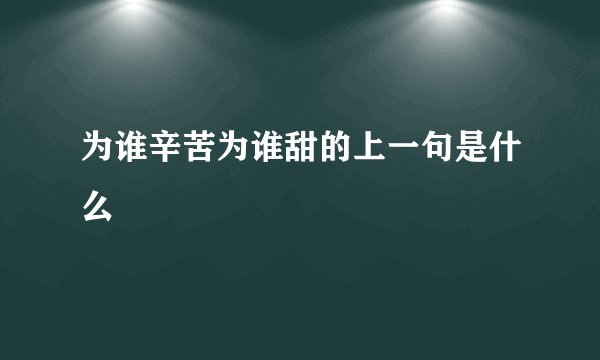 为谁辛苦为谁甜的上一句是什么