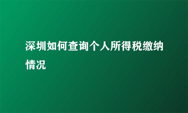深圳如何查询个人所得税缴纳情况
