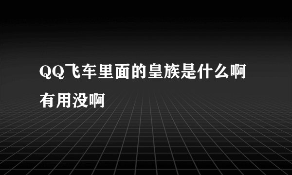 QQ飞车里面的皇族是什么啊有用没啊