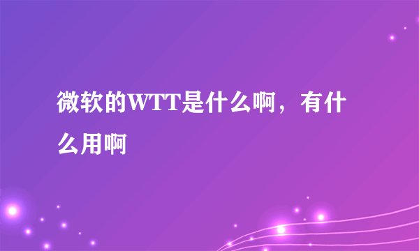 微软的WTT是什么啊，有什么用啊