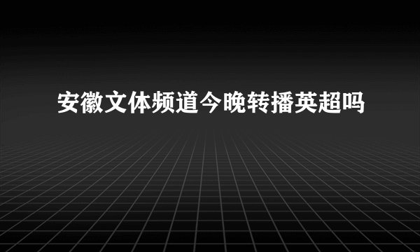 安徽文体频道今晚转播英超吗