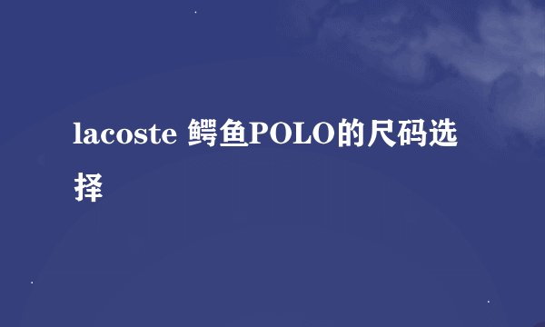 lacoste 鳄鱼POLO的尺码选择