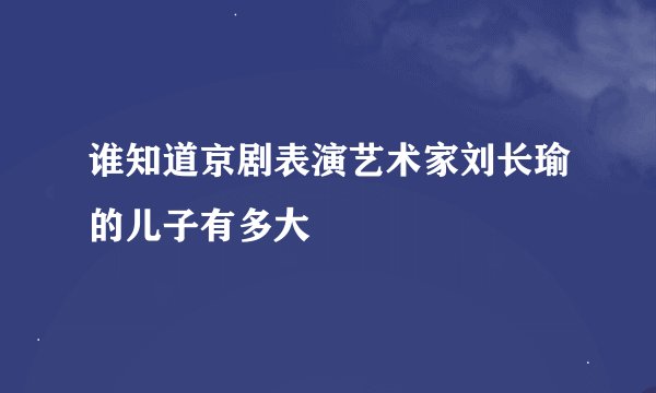 谁知道京剧表演艺术家刘长瑜的儿子有多大