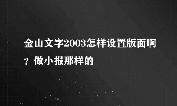 金山文字2003怎样设置版面啊？做小报那样的