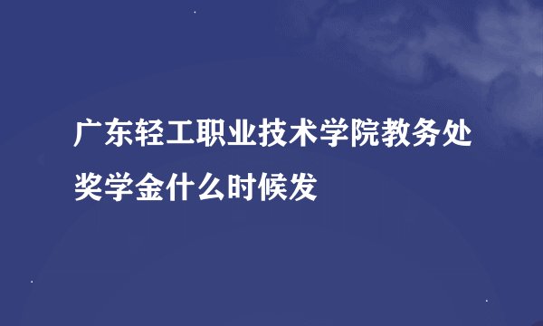 广东轻工职业技术学院教务处奖学金什么时候发