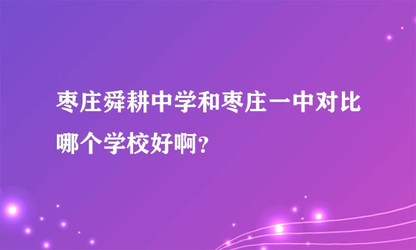 枣庄舜耕中学和枣庄一中对比哪个学校好啊？