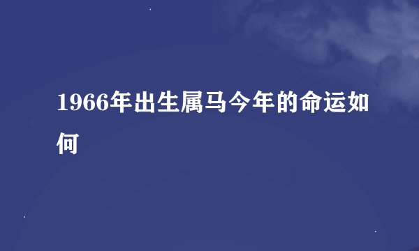 1966年出生属马今年的命运如何