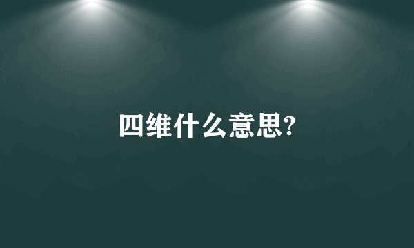 四维什么意思?