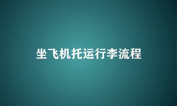 坐飞机托运行李流程