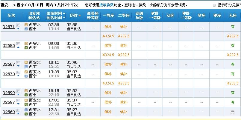 西安到西宁高铁多少钱