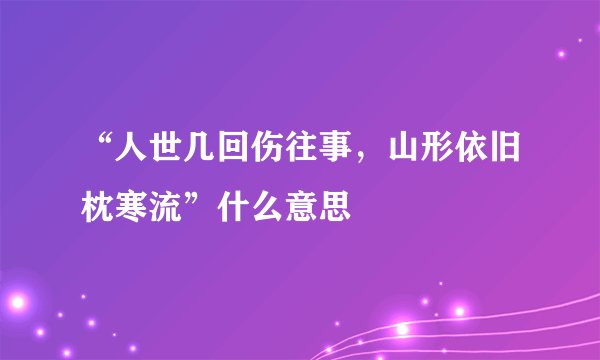 “人世几回伤往事，山形依旧枕寒流”什么意思