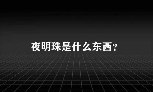 夜明珠是什么东西？